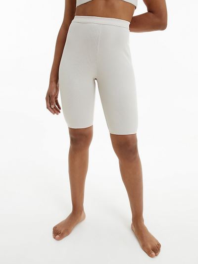 Calvin Klein Ruhák HU143866 | Calvin Klein Ribbed Lounge Cycle Női Rövidnadrág Fehér